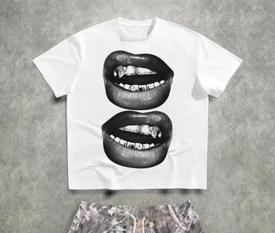Limited-time Offer On Maniti EMRG Men's Lip Print Short-sleeved T-shirt with Round Neck Print for Summer 2025