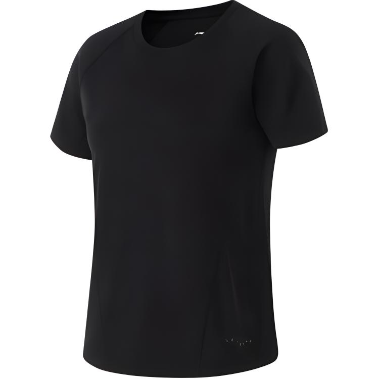 Li-Ning Fitness Series Sports Casual Simple Solid Color Short Sleeve T-Shirt Women Tops Black ATSU016-5