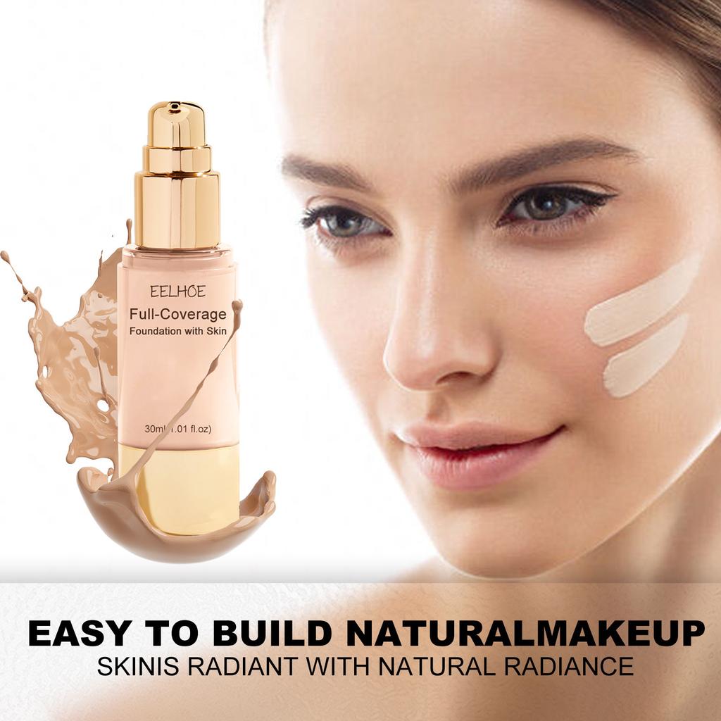EELHOE Face Liquid Foundation Cream Full Coverage Concealer Lightweight Easy To Wear Makeup Foundation Cosmetics for Women