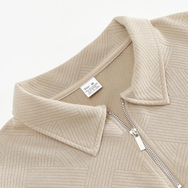 Men's Autumn And Winter American Retro Heavy Sweater Jacquard Long-sleeved Lapel Half-chain Men's Top