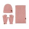 Warm Winter Knit Set Men Women Cable Beanie Scarf Gloves 3-Piece Thick Acrylic Outdoor Travel Accessory