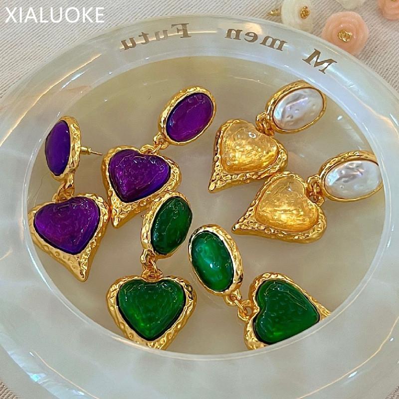 Vintage Heart Drop Earrings for Women Hyperbole Earring Party Jewelry Accessories Gift