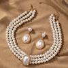 Stylish Imitation Pearl Necklace and a Pair of Stylish Imitation Pearl Pendant Earrings for Women's Set