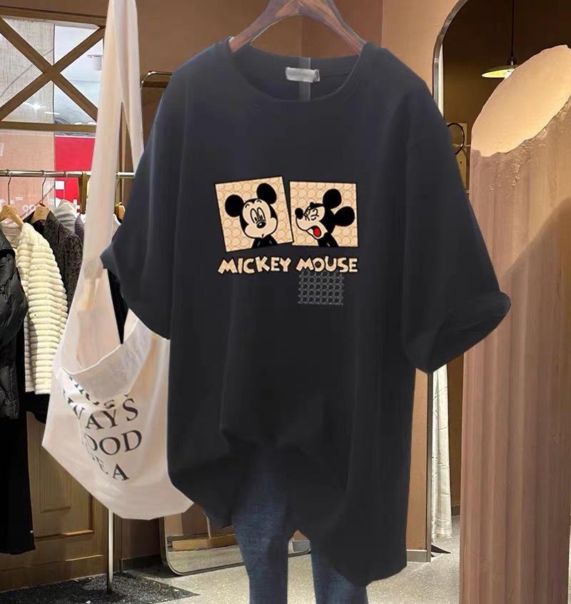 

Cotton Crew Neck Short Sleeve T-Shirt Women s Medium and Long Loose Casual Butt Cover Large Size Top Bottom Shirt Spring and Summer XXXXL