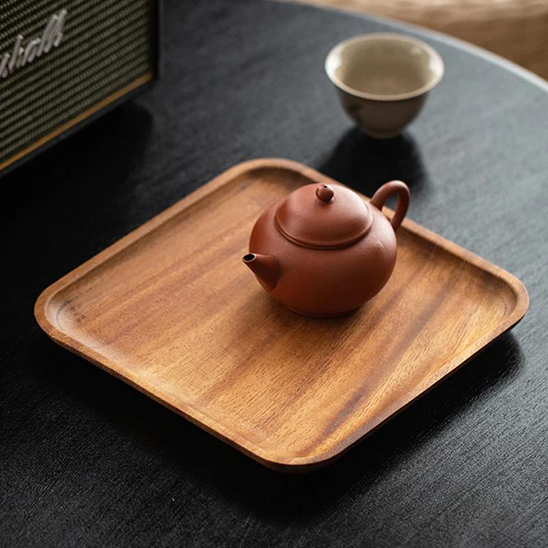Quadratischer Holzteller Serviertablett Vorspeisen Kuchen Dessertteller Holztablett Snackschale Hotel Restaurant Speisetablett Japanisches Geschirr