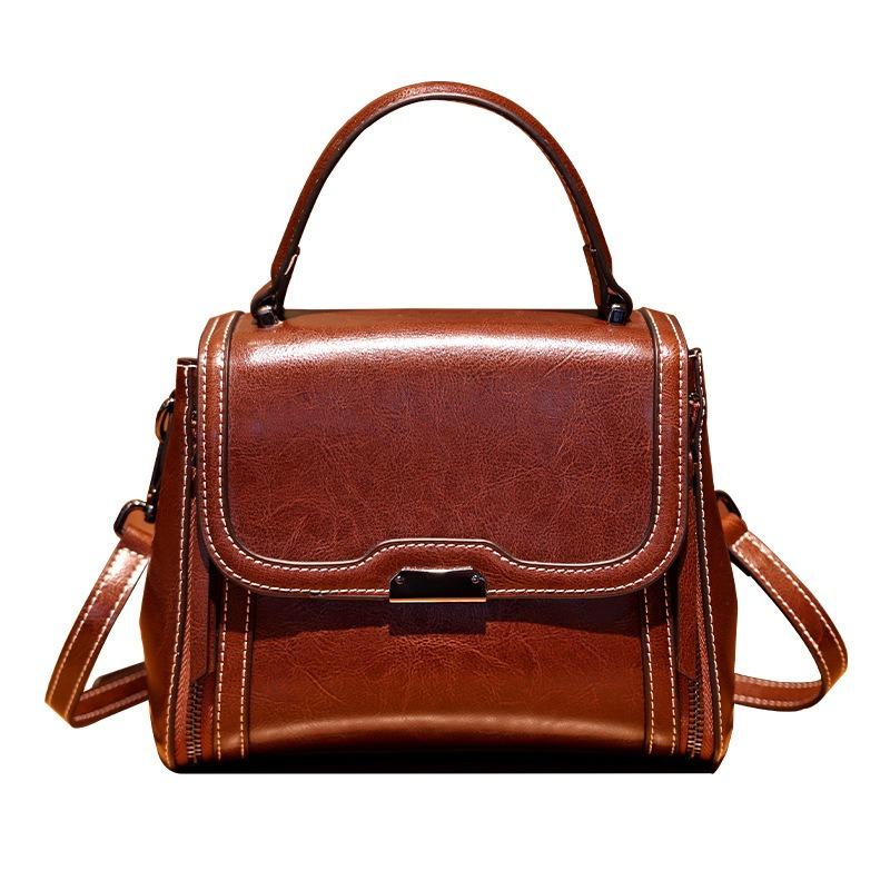 Texture Women's Bag Spring Summer Cross Bag Female Niche Design Bag Cowhide Shoulder Handbag