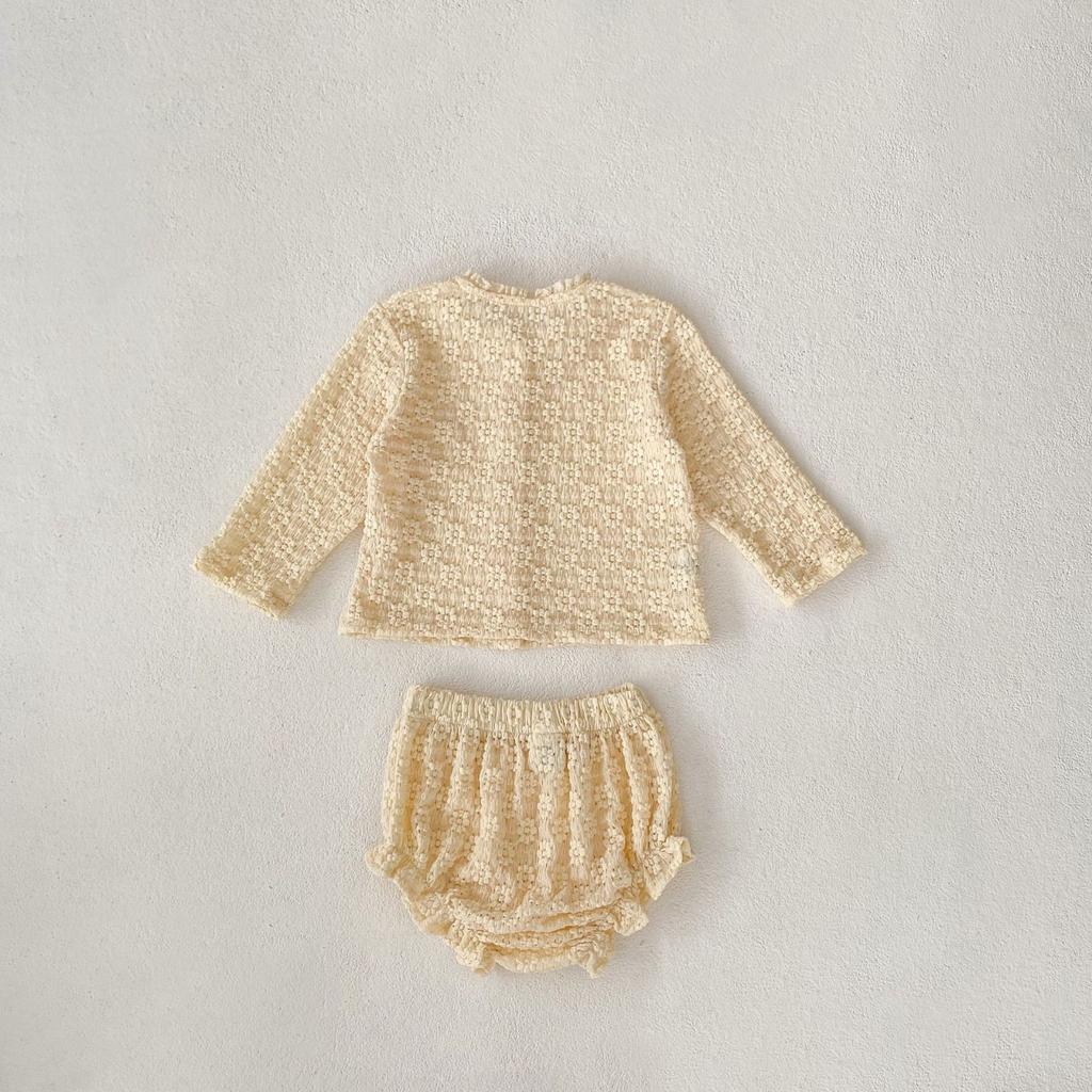 Infant And Toddler Set, Spring Clothing, Two-piece Floral Long Sleeved Shorts Set