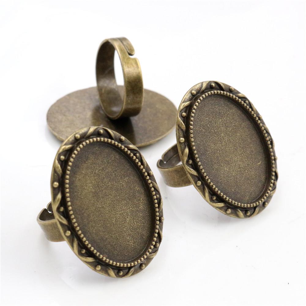 18x25mm 5pcs Antique Silver Plated/ Bronze/Black Brass Oval Adjustable Ring Settings Blank/Base,Fit 18x25mm Glass Cabochons