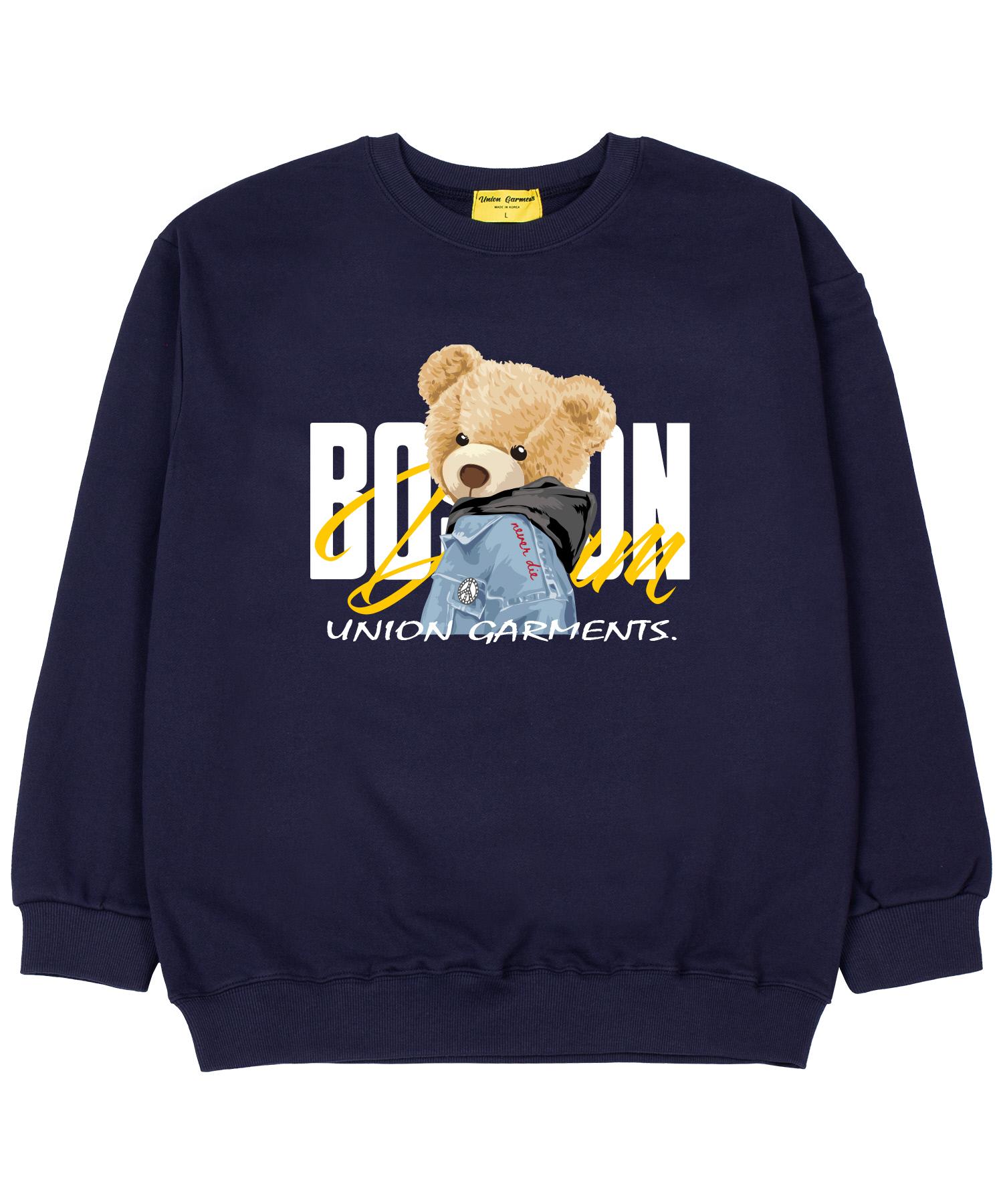 Union Garments Худи с медведем Махровая Оверсайз Толстовка Темно-синяя M