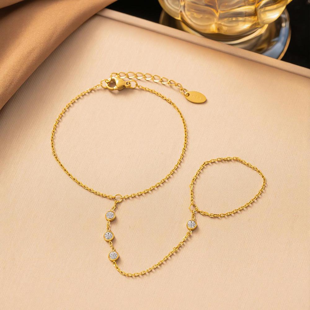 Gold-Plated Double Layer Thin Chain Stainless Steel Hand Chain Jewelry