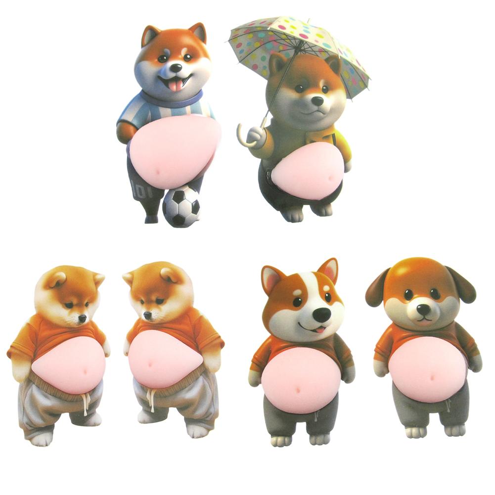 2/6Pcs 3D Shiba Inu Silicone Belly Bumper Stickers - Super Soft Anti-Collision, Car & Home Decor Protective Stickers