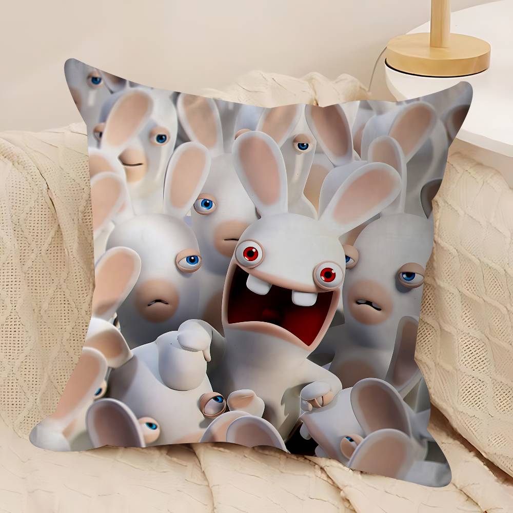 CUTE Cartoon I-Invasion Rabbids Pillow Case Removable Washable Cushion Cover – All-Season Soft Linen