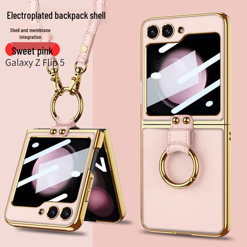 Crossbody Samsung Z Flip 5 Phone Case with Adjustable Lanyard and Strap, Hard Shell