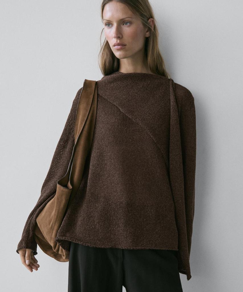 Masimodutti Cotton Blend Knit Cape