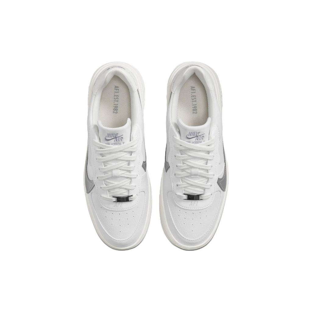 Nike  Air Force 1 PLT.AF.ORM White Metallic Silver Women Sneakers Summit-White Sail Wolf-Grey DJ9946-101