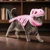 Costume Scheletro di Gatto Traspirante, Costume Dinosauro per Animali Domestici, Vestito T-Rex in Morbido Peluche per Halloween, Abbigliamento Divertente da Cosplay per Gatti e Cani Piccoli