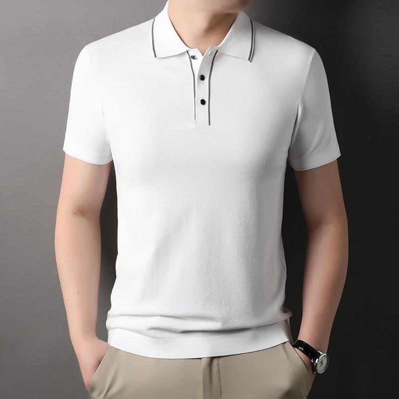Men's Loose Polo Shirt Summer New Middle-Aged Leisure Short-Sleeved Men's Hemming Trendy T-shirt Men
