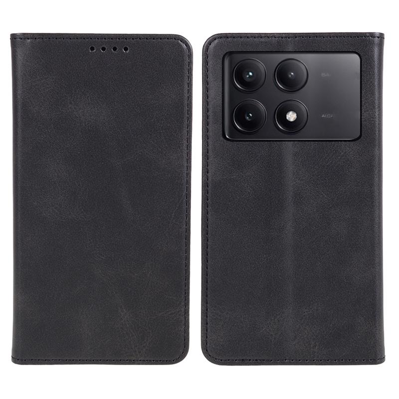 

For Xiaomi Redmi K70E 5G/Poco X6 Pro 5G Anti-Scratch Phone Case Magnetic PU Leather Stand Wallet Cover Black