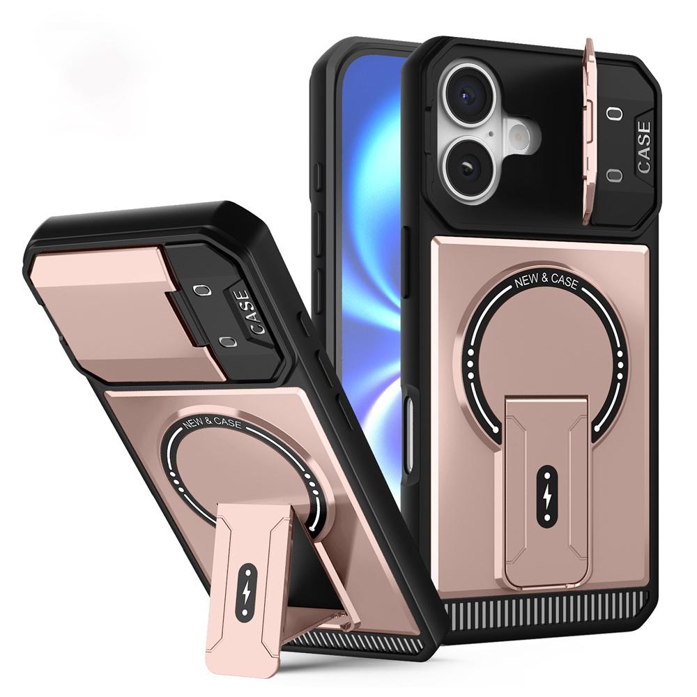 Flip Full Lens Protection Fold Stand Magnetic Phone Case For iPhone 17 Air 16 15 Pro Max 14 13 12 11 For Magsafe Military Cover
