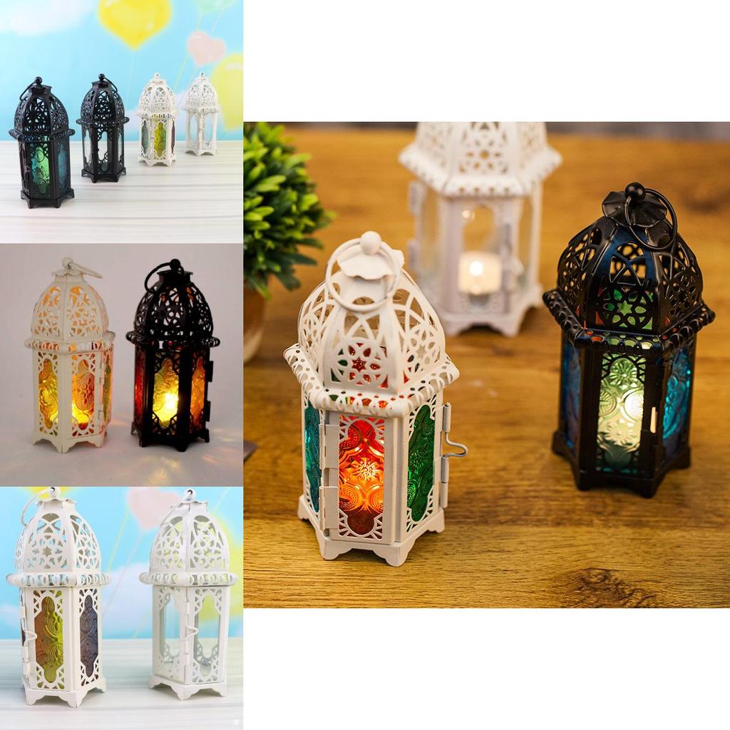 Hollow Moroccan Vintage Iron Lantern Tea Light Hanging Candle Candlestick Holder