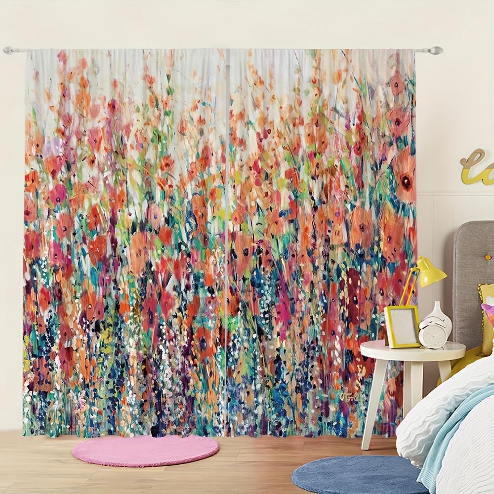 2pcs Van Gogh Starry Sky OilPainting Print Curtains Rod Pocket Curtain For Living Room Bedroom Office Kitchen Study Home Decor