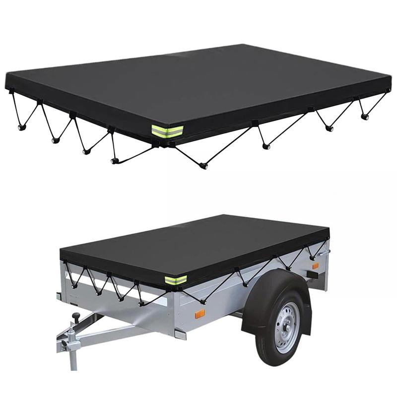 1pcs 420D Oxford Trailer Tarpaulin With Reflective Strips Waterproof Windproof Truck Canopy Anti-UV Cover 214x122x13cm Fittings