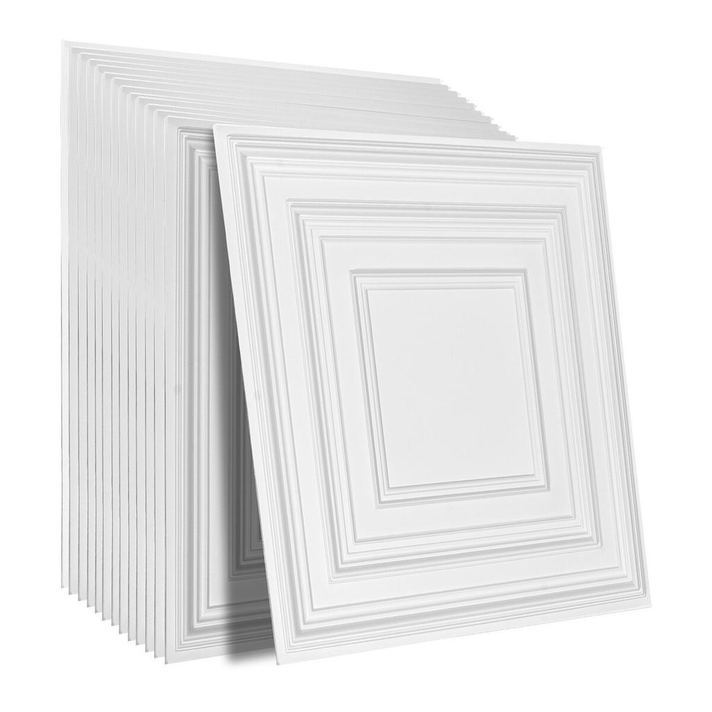 Ceiling Tiles 12-Pack 24 X 24 In PVC Easy Installation White Peg Pattern