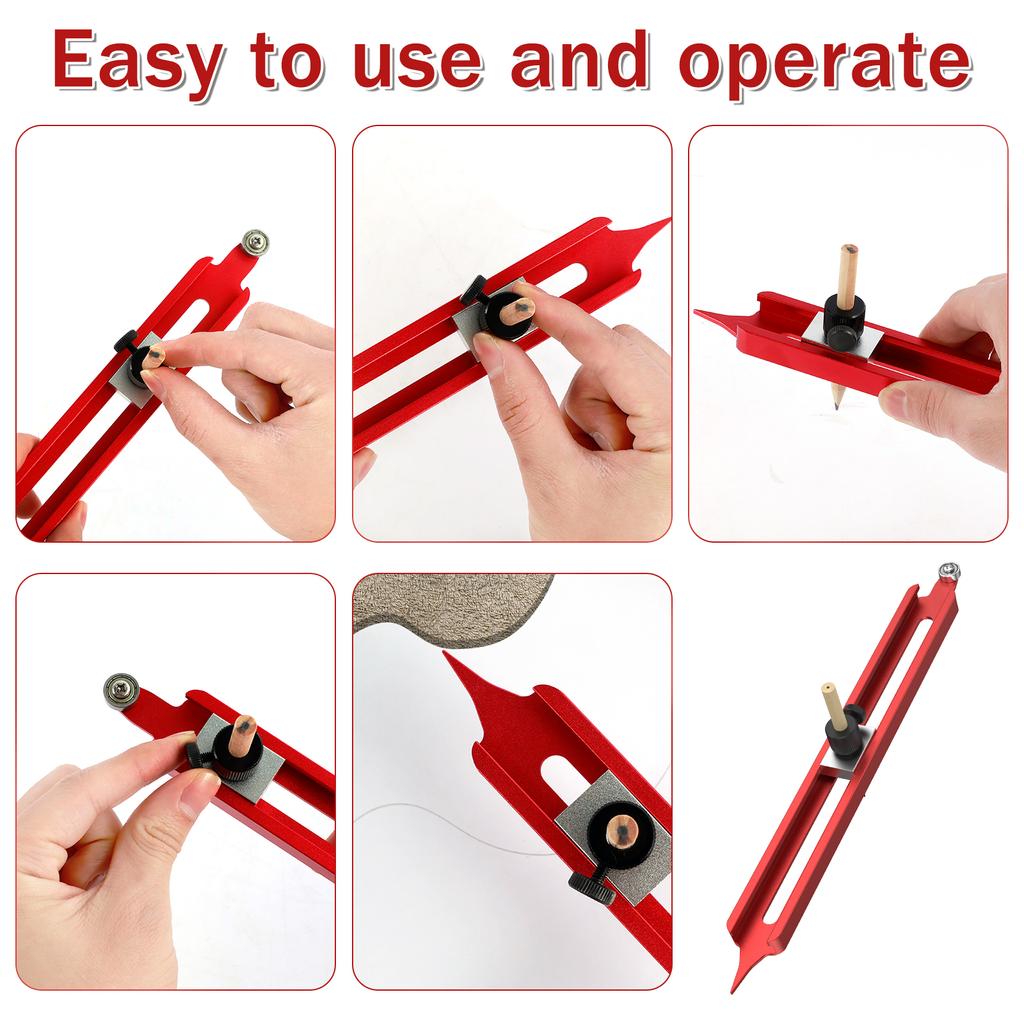 Profile Scribing Ruler Precise Contour Scribe Tool with Adjustable Pencil Holder Alloy Profile Duplicator for Tiles Woodworking