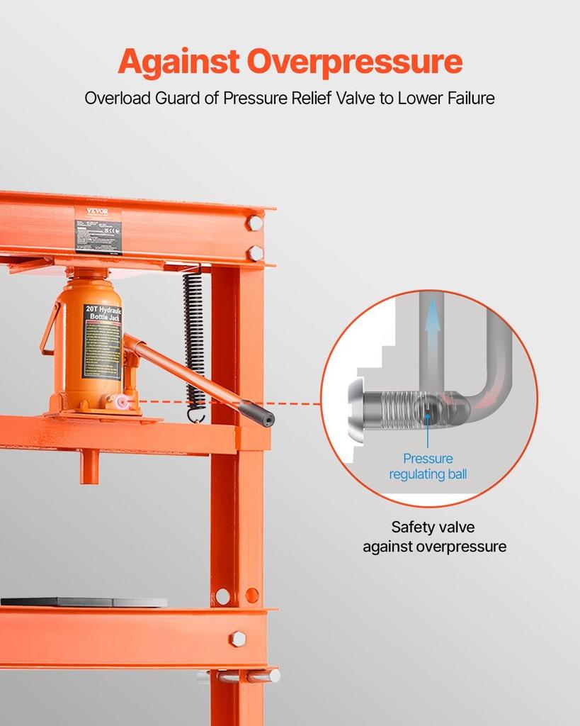 20 T Hydraulic Shop Press Hydraulic Press with Press Plate for Bending