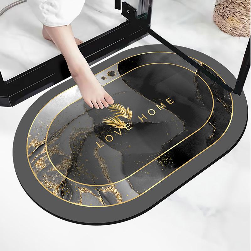 Light luxury style soft bathroom absorbent floor mat, quick drying anti fouling foot mat, washable bathroom