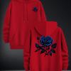 2026 Blue Rose Double Sided Print Hoodie Unisex Long Sleeve Pullover Casual Floral Streetwear Autumn Winter Hooded Sweatshirt
