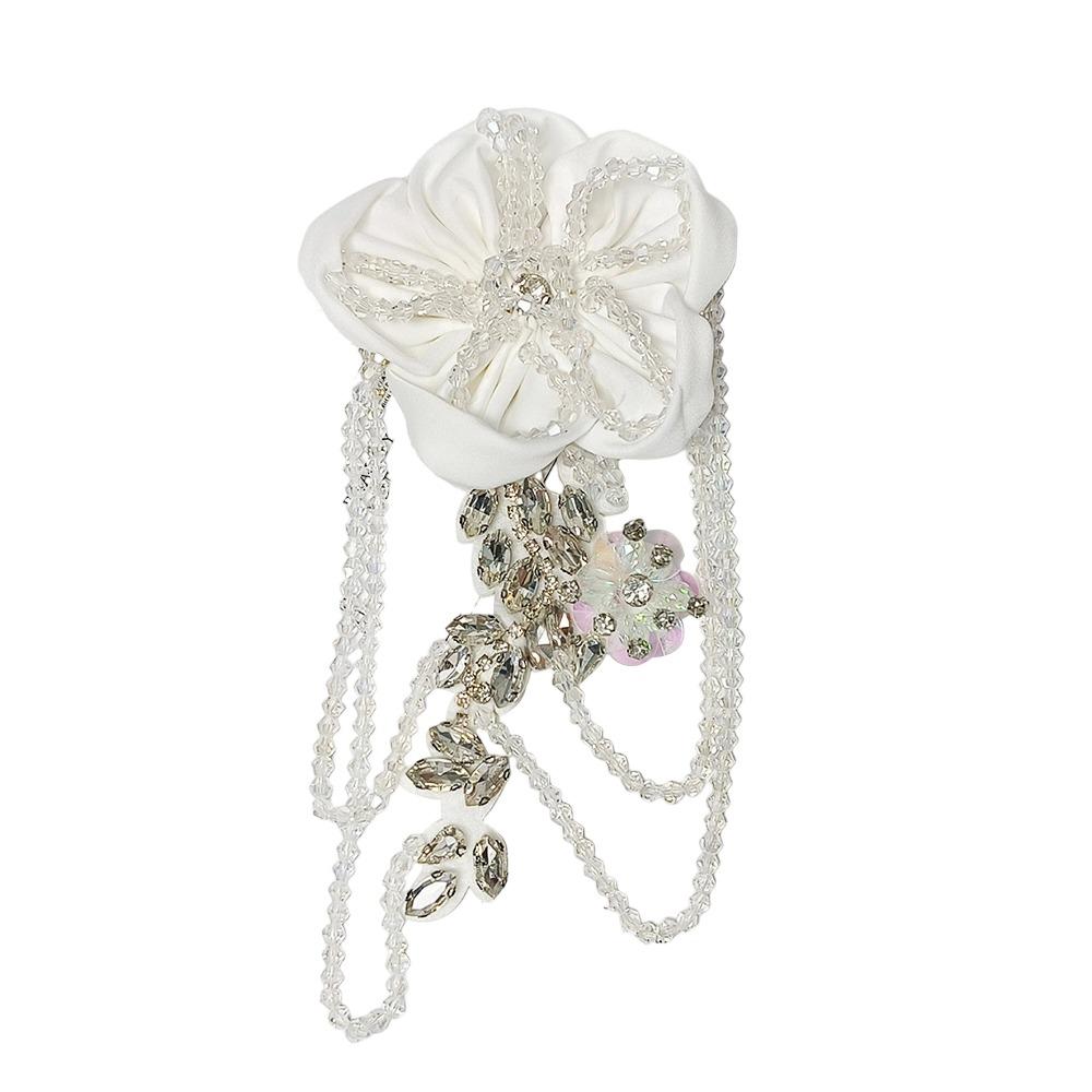 Cloth Fabric Flower Hand Sewn Handmade Flower Fashion Trimming Crystal Tassel  Garment Decoration