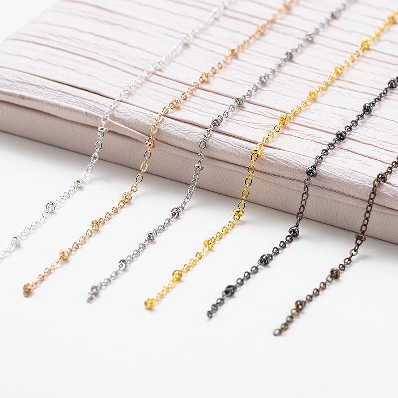 

2mm DIY Jewelry Accessories: Pressed Bead Flat Chain, Stainless Steel & Copper Chain, Clip Bead, Spacer Bead Chain White K 1m