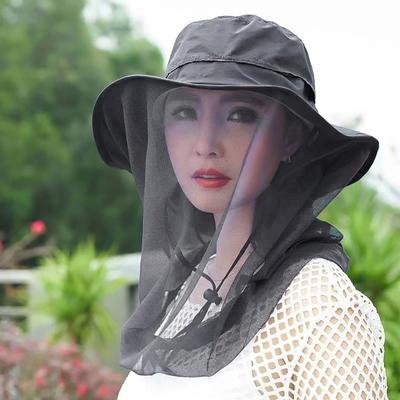 Mosquito Head Net Hat Sun Protection Bucket Hat with Hidden Net