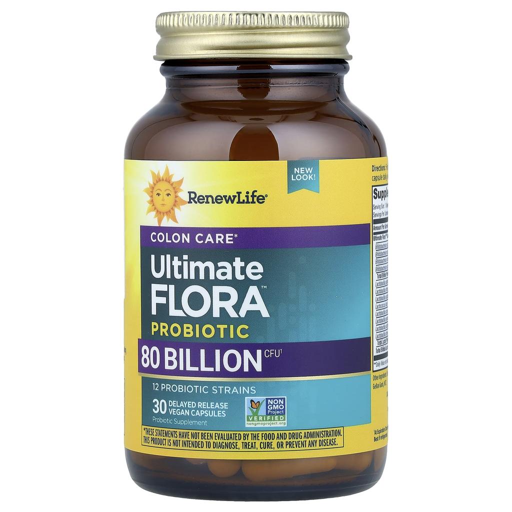 Renew Life Ultimate Flora™ Gut Care Probiotic, Delayed-Release Veggie Capsules, 30