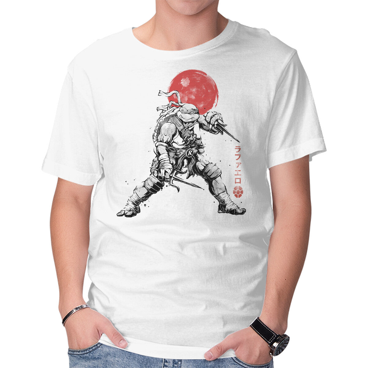 Unisex Crew Neck T-Shirt Ninja Raphael Sumi-E Graphic Short Sleeve Casual Tee XXXXL