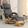 Fauteuil De Massage Avec Rembourrage Souple En PU Et Repose-pieds, Mécanisme De Massage À 5 Points, Marron