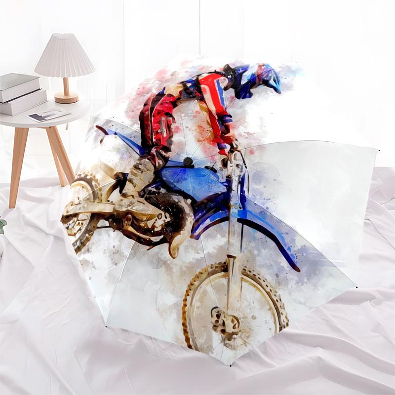 1 Stück Motorrad, Fahrer-Thema, Hochwertiger Regenschirm, Automatisches Öffnen und Schließen, Multifunktionaler Regenschirm G0811134