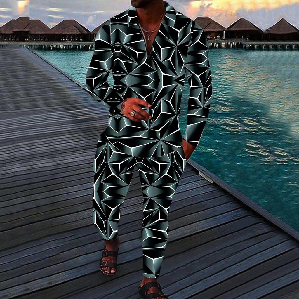 2022 Autumn European & American Men's Sporty Casual Long Sleeve & Long Pants Two-Piece Suit
