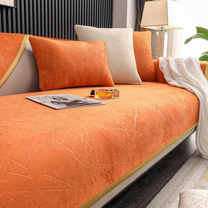 Forgylt mønster Gul kant nederlandsk fløyelssofatrekk Sofaer Håndkle Anti-skli sofabeskytter Sliptrekk Sofateppe til stuen