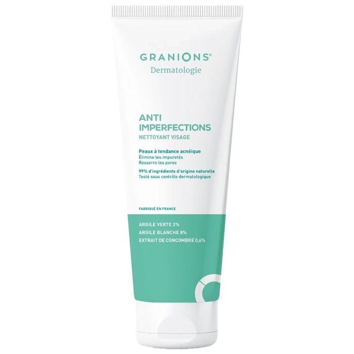 Gel nettoyant visage - GRANIONS - 150 ml - Argile verte et blanche - Anti-imperfections - Peaux mixtes