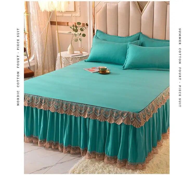 Cool Bed Skirt Lace Bedspread Princess Style Bedding Sets with Pillowcases Beautiful Bed Spreads Queen King Size Beddings