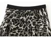 Spring 2026 Retro Leopard Print High Waist Pleated Midi Skirt for Women (D9908)