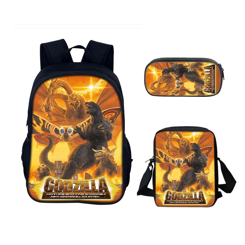 Godzilla Backpack Set With Nylon Material For School And Travel Use