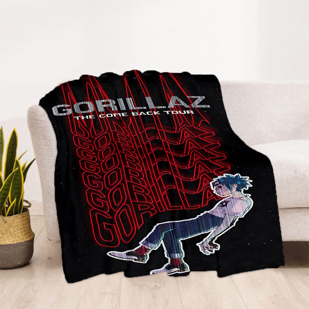 1pc Gorillaz Tour Outdoor Blanket Lightweight Flannel, All-Season Use for Sofa, Bed, Travel, Camping, Living Room, Office, Couch046