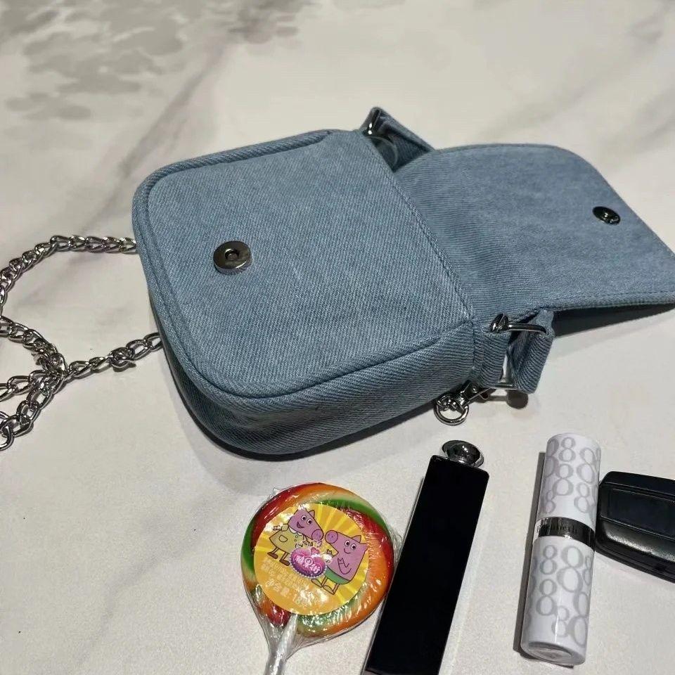 New Denim Bag Women Fashion Vintage  Spring Summer Chains Shoulder Bag Handbag Purse Phone Bags Girls