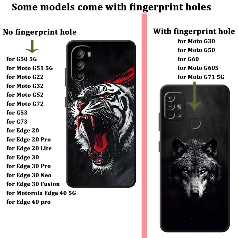 Phone Cover Case for Motorola Moto G32 G60s G52 G50 G71 G51 G73 G53 G30 G22 Edge40 Edge 20 Pro 30 Lite Cool Cartoon Wolf