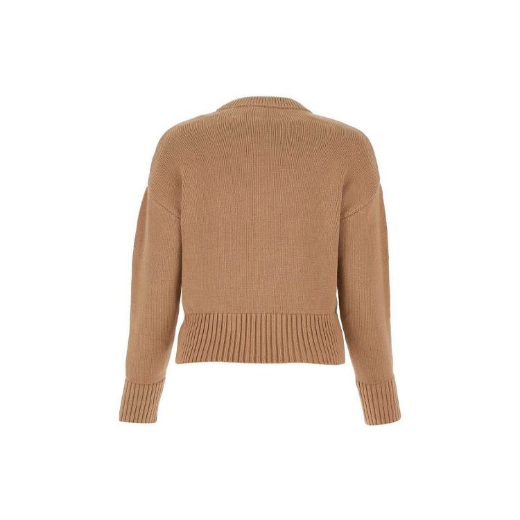 Amiparis Ss21 Yadan Style Heart Logo Round Neck Pullover Sweater Women sweater Light-Brown E21FK009016-250