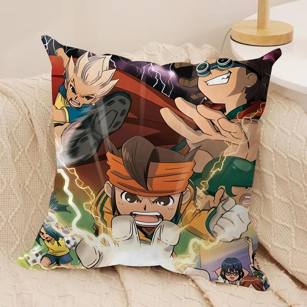 IInazuma ElevenS Anime Cushion Cover Silky Short Plush Invisible Zipper Dustproof Sofa Pillow Case For Home Decor