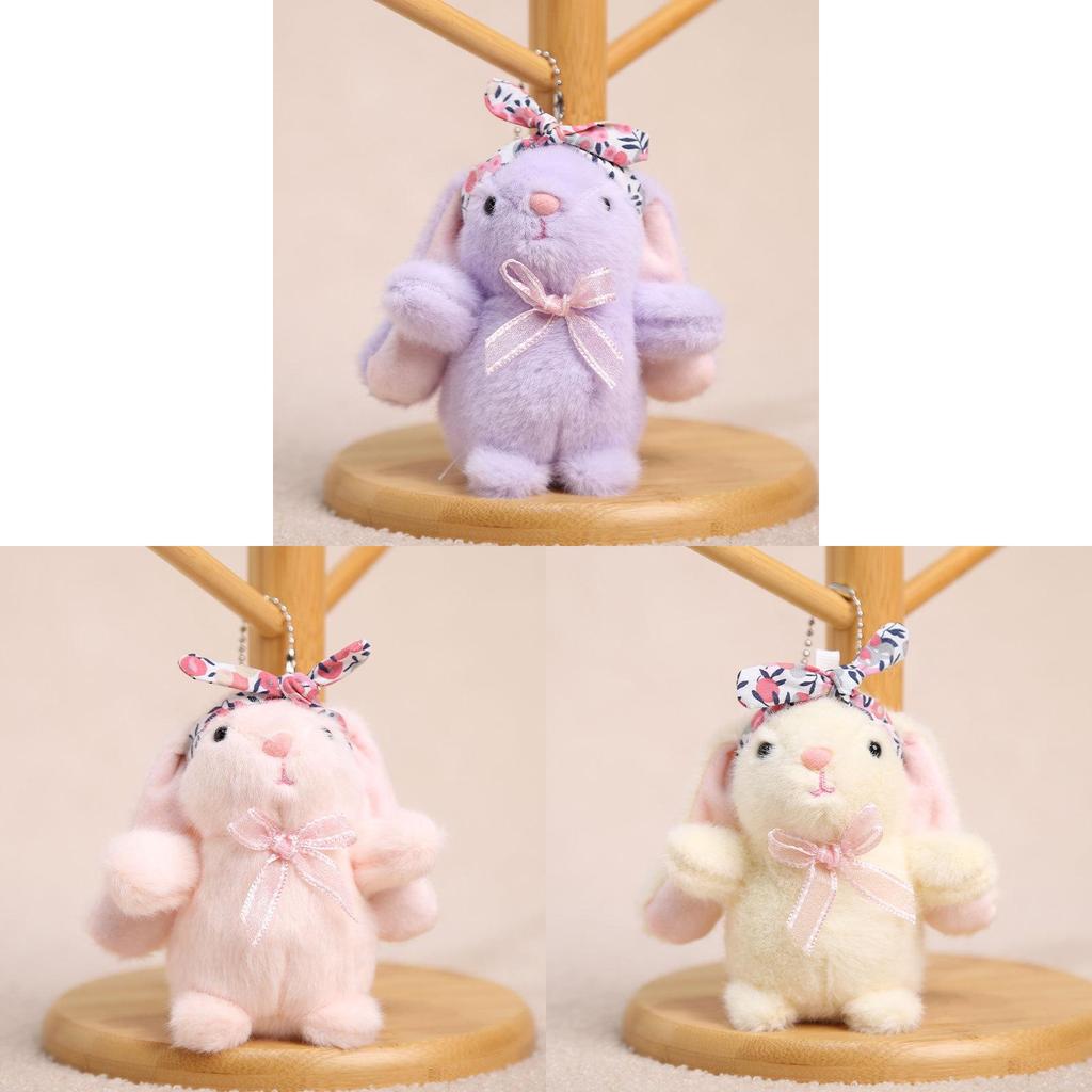 Plush Rabbit Keychain With Ribbon For Girls And Women Gift Accessory